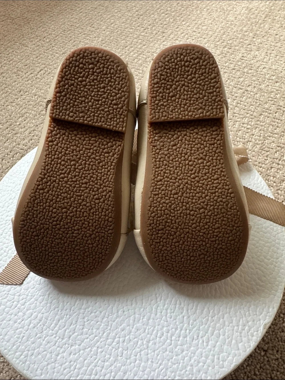 Beige Baby Walker Ribbon Lace-Up Boots